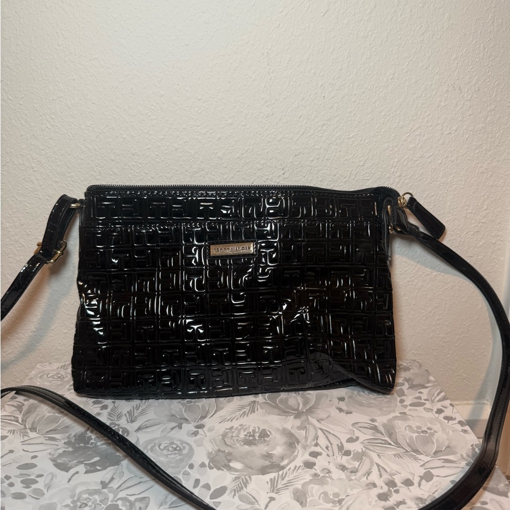 Tommy Hilfiger Black Embossed Crossbody Bag
